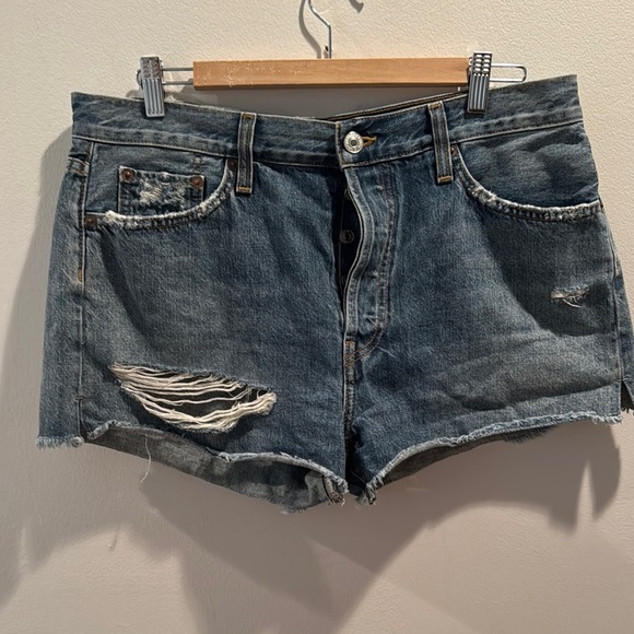 RE/DONE x Solid & Striped Original Cut-off Button Fly High Rise Denim Shorts 30 - Picture 1 of 5